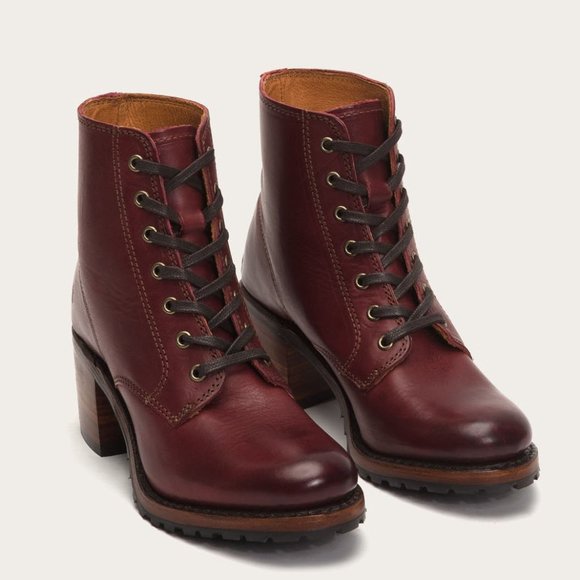 RARE Frye Sabrina 6G Cherry Retro Combat AnkleBoot - Picture 5 of 16